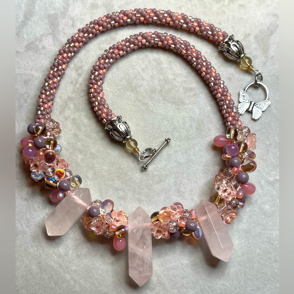 Twilight Sparkle Rose Quartz Kumihimo Braided Necklace💕✨